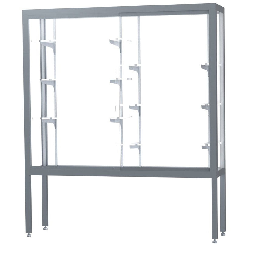 Ghent Challenger Display Case, Open Base, Aluminum Frame, 66"H x 60"W x 16"D (GHE - 11405 - XX) - SchoolOutlet