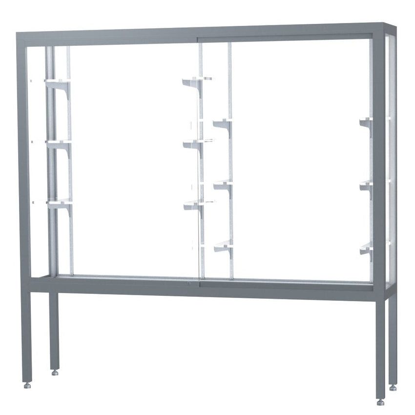 Ghent Challenger Display Case, Open Base, Aluminum Frame, 66"H x 72"W x 16"D (GHE - 11406 - XX) - SchoolOutlet
