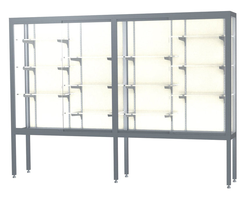 Ghent Challenger Display Case, Open Base, Aluminum Frame, 66"H x 96"W x 16"D (GHE - 11408 - XX) - SchoolOutlet