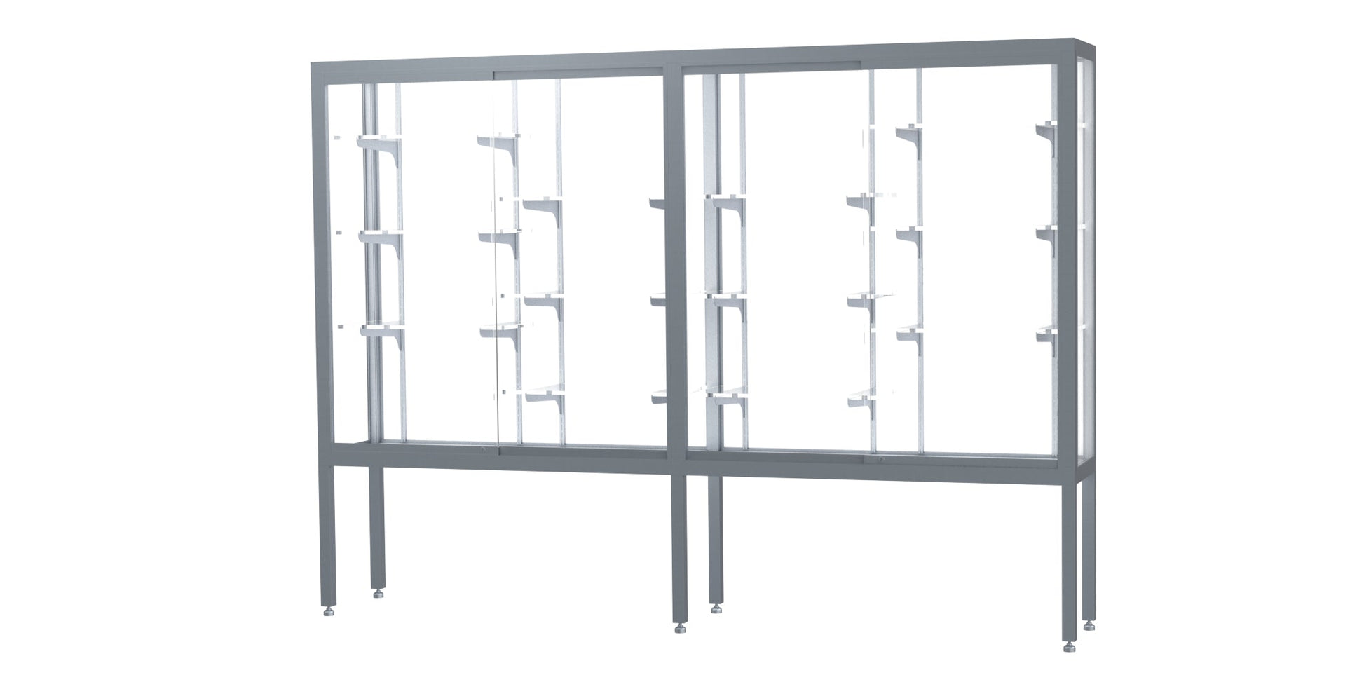 Ghent Challenger Display Case, Open Base, Aluminum Frame, 66"H x 96"W x 16"D (GHE - 11408 - XX) - SchoolOutlet