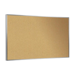 Ghent Natural Cork Bulletin Board, Satin Aluminum Frame, 18"H x 24"W (GHE-1318-1)