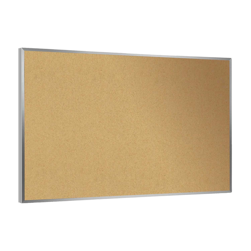 Ghent Natural Cork Bulletin Board, Satin Aluminum Frame, 3'H x 4'W (GHE - 1334 - 1) - SchoolOutlet