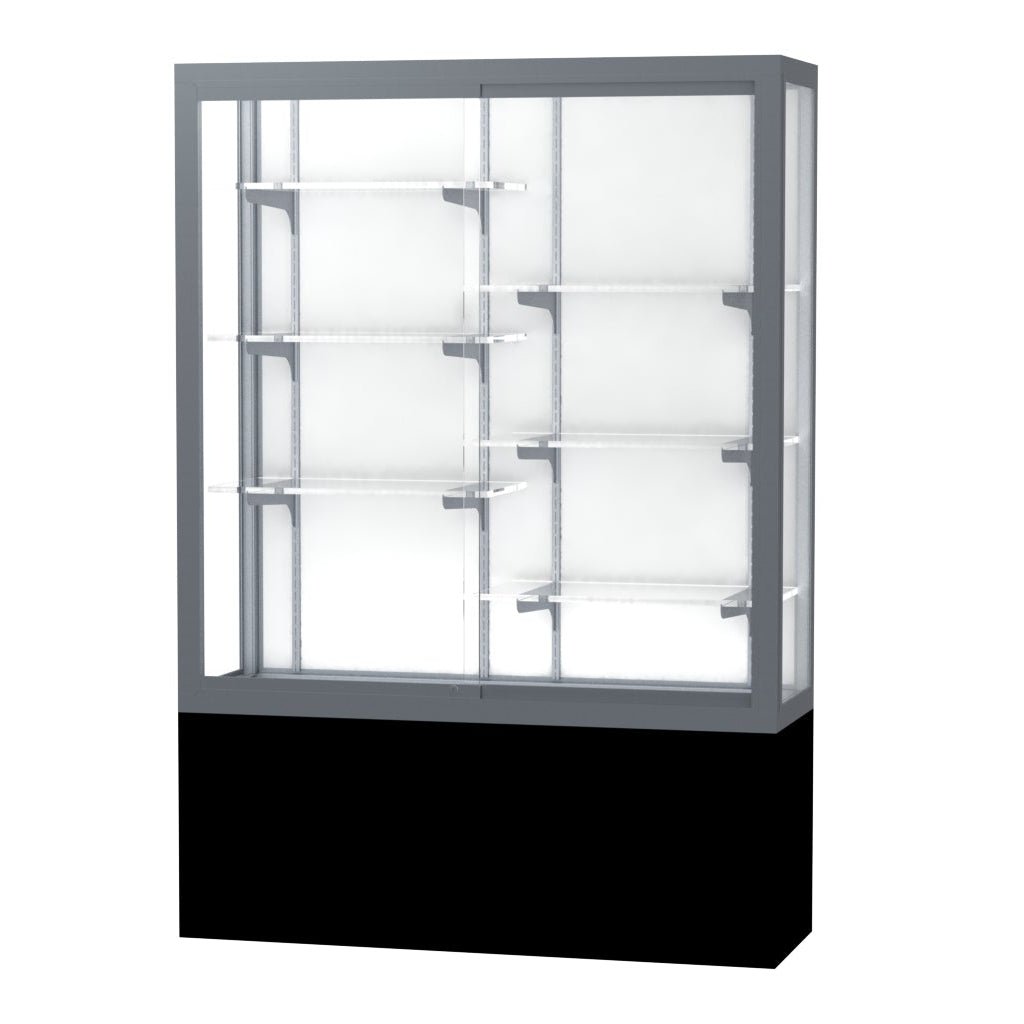 Ghent Challenger Display Case, Black Laminate Base, Aluminum Frame, 66"H x 48"W x 16"D (GHE - 13404 - XX) - SchoolOutlet