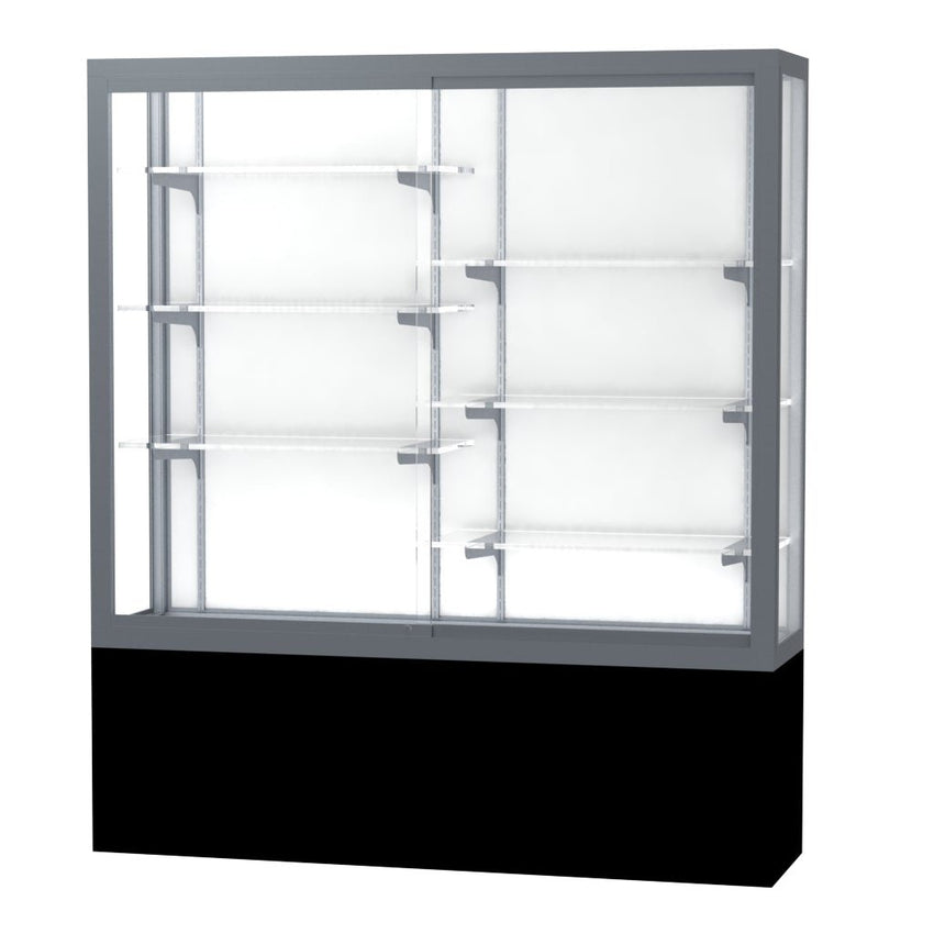 Ghent Challenger Display Case, Black Laminate Base, Aluminum Frame, 66"H x 60"W x 16"D (GHE - 13405 - XX) - SchoolOutlet