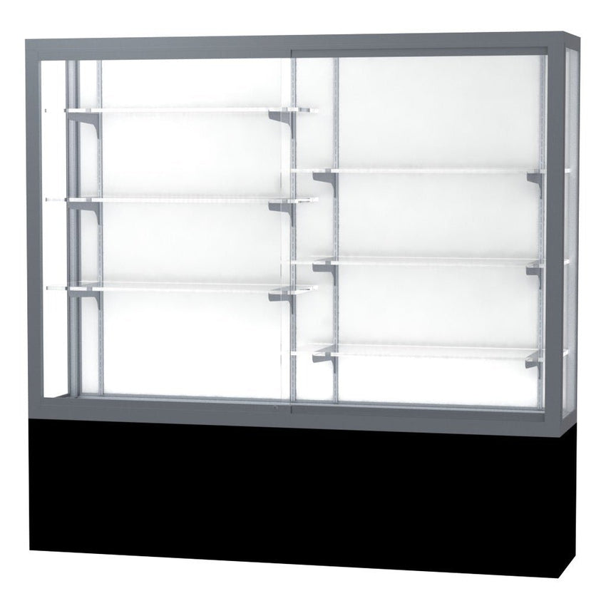 Ghent Challenger Display Case, Black Laminate Base, Aluminum Frame, 66"H x 72"W x 16"D (GHE - 13406 - XX) - SchoolOutlet