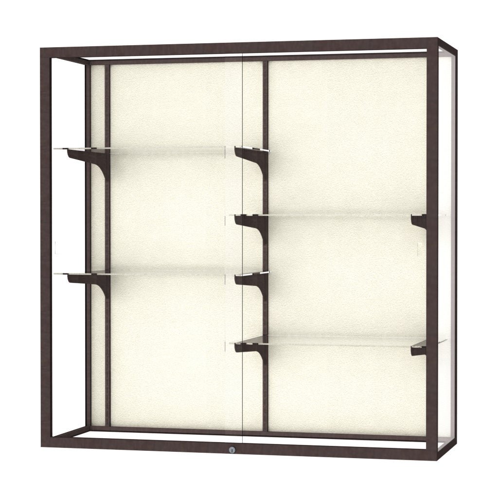 Ghent Champion Wall - Mounted Display Case, Plaque Fabric Back, Aluminum Frame, 4 Shelves, 48"H x 48"W x 16"D - SchoolOutlet