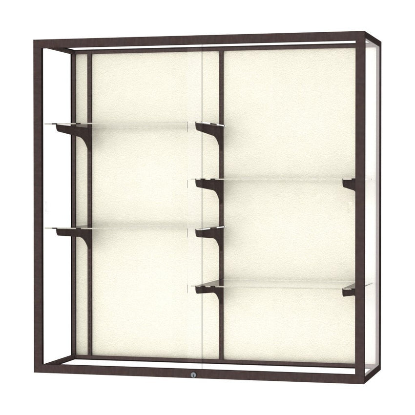 Ghent Champion Wall - Mounted Display Case, Plaque Fabric Back, Aluminum Frame, 4 Shelves, 48"H x 48"W x 16"D - SchoolOutlet