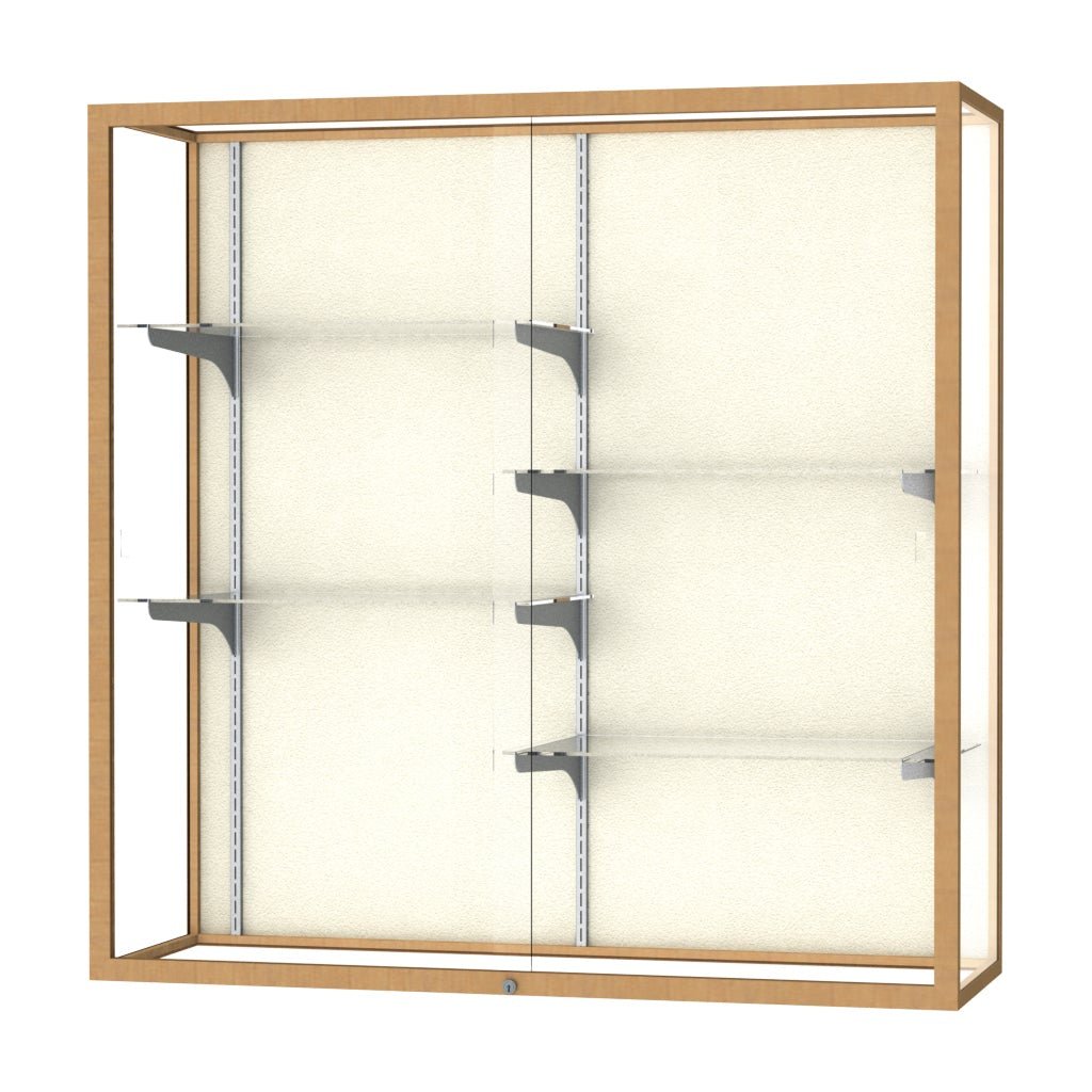 Ghent Champion Wall - Mounted Display Case, Plaque Fabric Back, Aluminum Frame, 4 Shelves, 48"H x 48"W x 16"D - SchoolOutlet