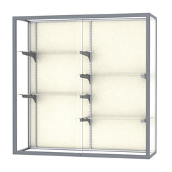 Ghent Champion Wall-Mounted Display Case, Plaque Fabric Back, Aluminum Frame, 4 Shelves, 48"H x 48"W x 16"D