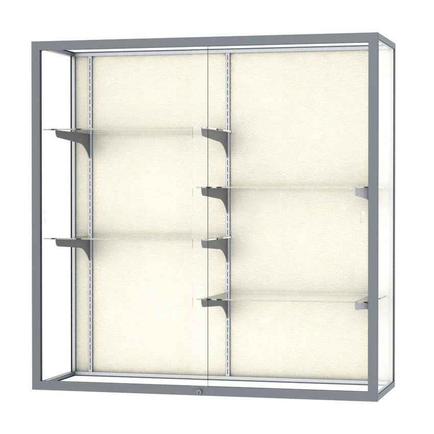 Ghent Champion Wall - Mounted Display Case, Plaque Fabric Back, Aluminum Frame, 4 Shelves, 48"H x 48"W x 16"D - SchoolOutlet