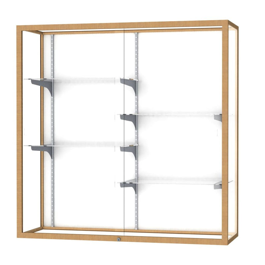 Ghent Champion Wall - Mounted Display Case, White Laminate Back, Aluminum Frame, 4 Shelves, 48"H x 48"W x 16"D - SchoolOutlet