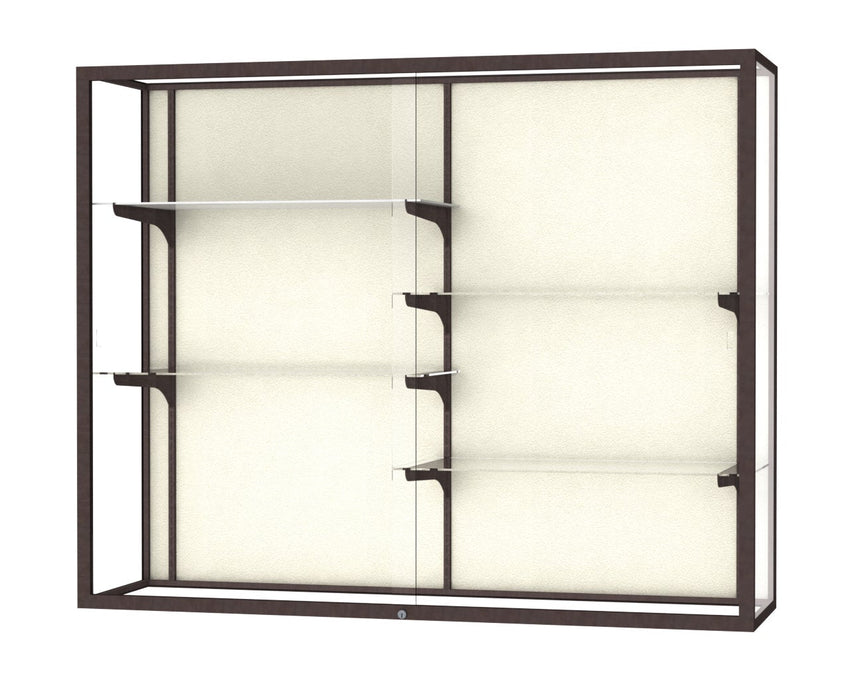Ghent Champion Wall - Mounted Display Case, Plaque Fabric Back, Aluminum Frame, 4 Shelves, 48"H x 60"W x 16"D - SchoolOutlet