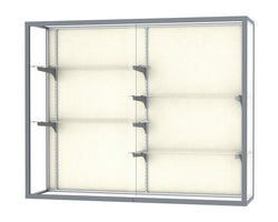 Ghent Champion Wall-Mounted Display Case, Plaque Fabric Back, Aluminum Frame, 4 Shelves, 48"H x 60"W x 16"D