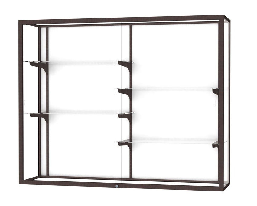 Ghent Champion Wall - Mounted Display Case, White Laminate Back, Aluminum Frame, 4 Shelves, 48"H x 60"W x 16"D - SchoolOutlet