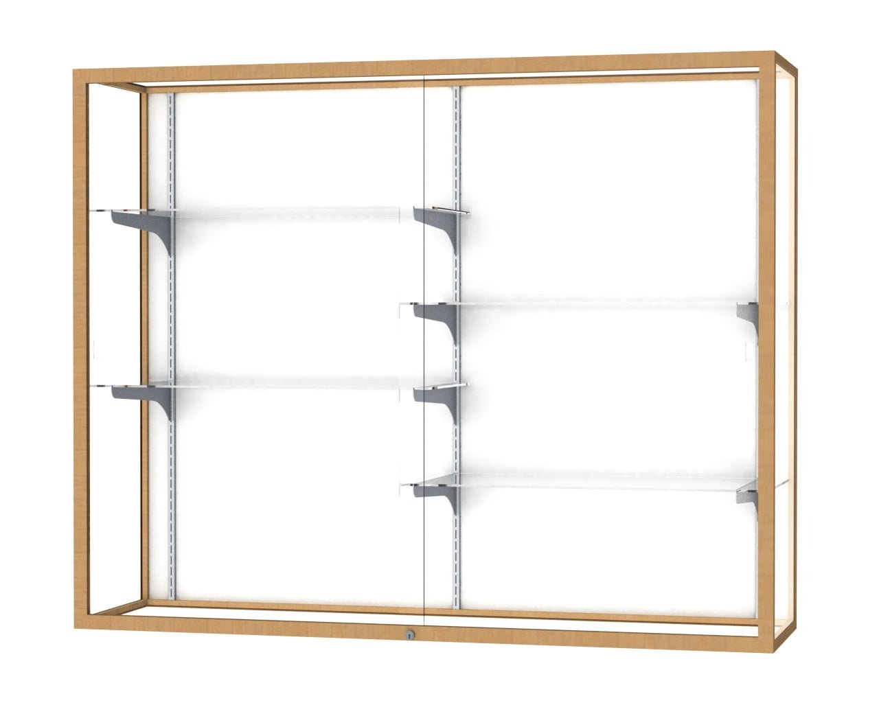 Ghent Champion Wall - Mounted Display Case, White Laminate Back, Aluminum Frame, 4 Shelves, 48"H x 60"W x 16"D - SchoolOutlet