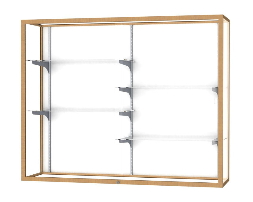 Ghent Champion Wall - Mounted Display Case, White Laminate Back, Aluminum Frame, 4 Shelves, 48"H x 60"W x 16"D - SchoolOutlet