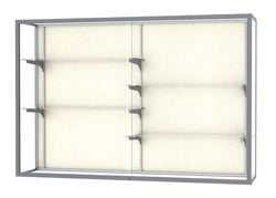 Ghent Champion Wall-Mounted Display Case, Plaque Fabric Back, Aluminum Frame, 4 Shelves, 48"H x 72"W x 16"D