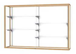 Ghent Champion Wall-Mounted Display Case, White Laminate Back, Aluminum Frame, 4 Shelves, 48"H x 72"W x 16"D