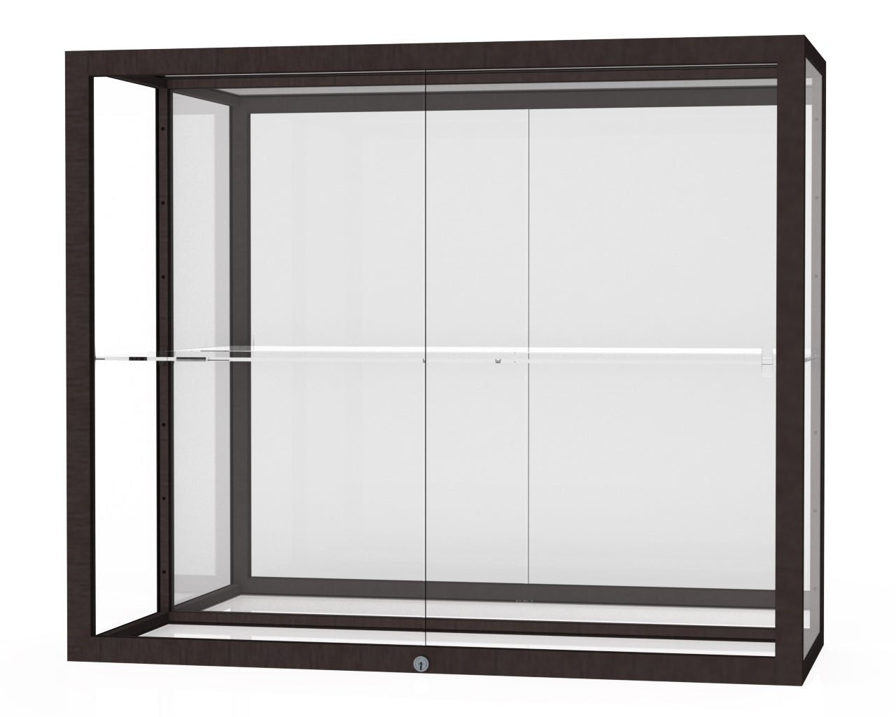 Ghent Champion Wall - Mounted Display Case, Mirror Back, Aluminum Frame, 1 Shelf, 36"H x 30"W x 14"D - SchoolOutlet