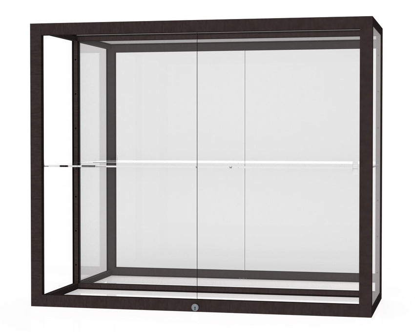 Ghent Champion Wall - Mounted Display Case, Mirror Back, Aluminum Frame, 1 Shelf, 36"H x 30"W x 14"D - SchoolOutlet