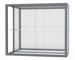 Ghent Champion Wall-Mounted Display Case, Mirror Back, Aluminum Frame, 1 Shelf, 36"H x 30"W x 14"D