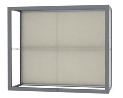 Ghent Champion Wall-Mounted Display Case, Plaque Fabric Back, Aluminum Frame, 1 Shelf, 36"H x 30"W x 14"D