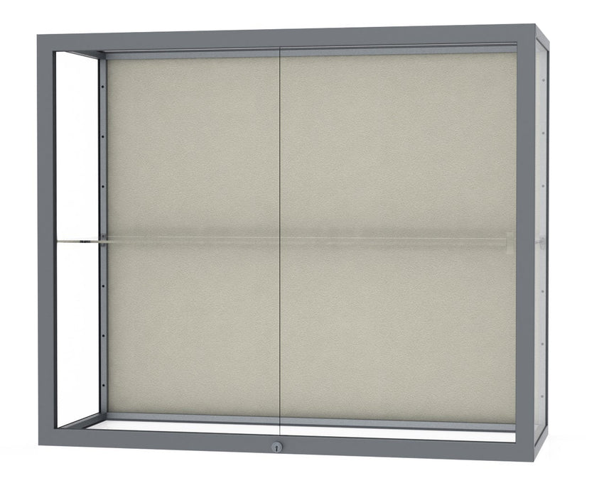 Ghent Champion Wall - Mounted Display Case, Plaque Fabric Back, Aluminum Frame, 1 Shelf, 36"H x 30"W x 14"D - SchoolOutlet