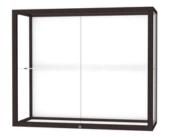 Ghent Champion Wall-Mounted Display Case, White Laminate Back, Aluminum Frame, 1 Shelf, 36"H x 30"W x 14"D