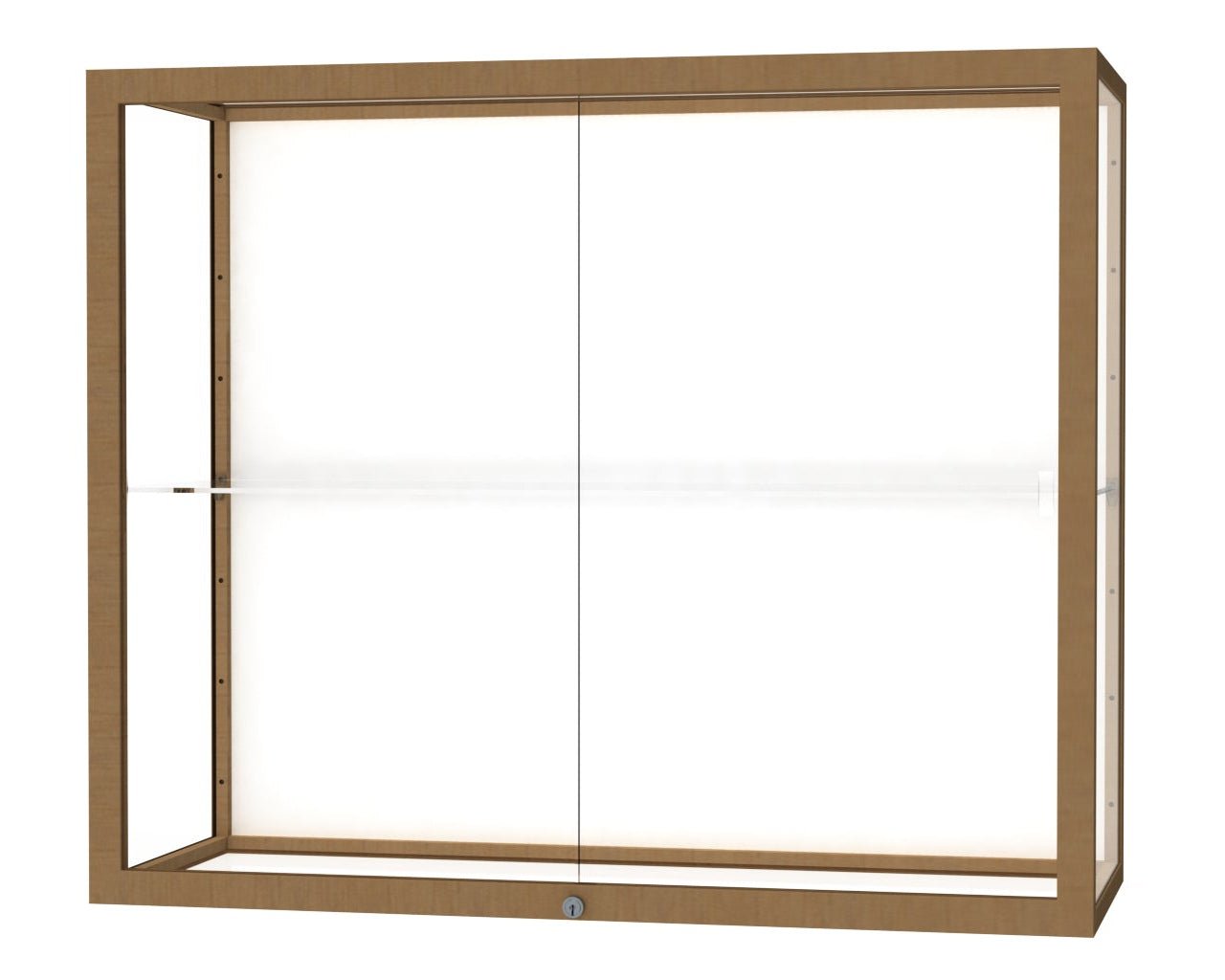 Ghent Champion Wall - Mounted Display Case, White Laminate Back, Aluminum Frame, 1 Shelf, 36"H x 30"W x 14"D - SchoolOutlet