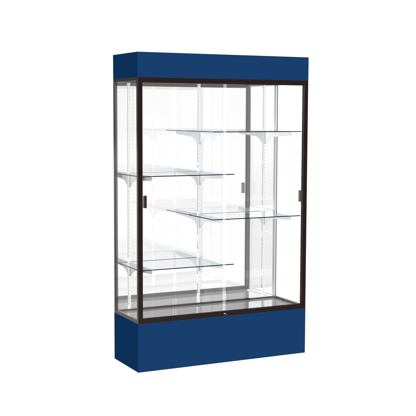 Ghent Spirit Floor Display Case Lighted, Aluminum Frame, 80"H x 48"W x 16"D - Waddell Display Collection (GHE - 3174XX - XX - XX) - SchoolOutlet