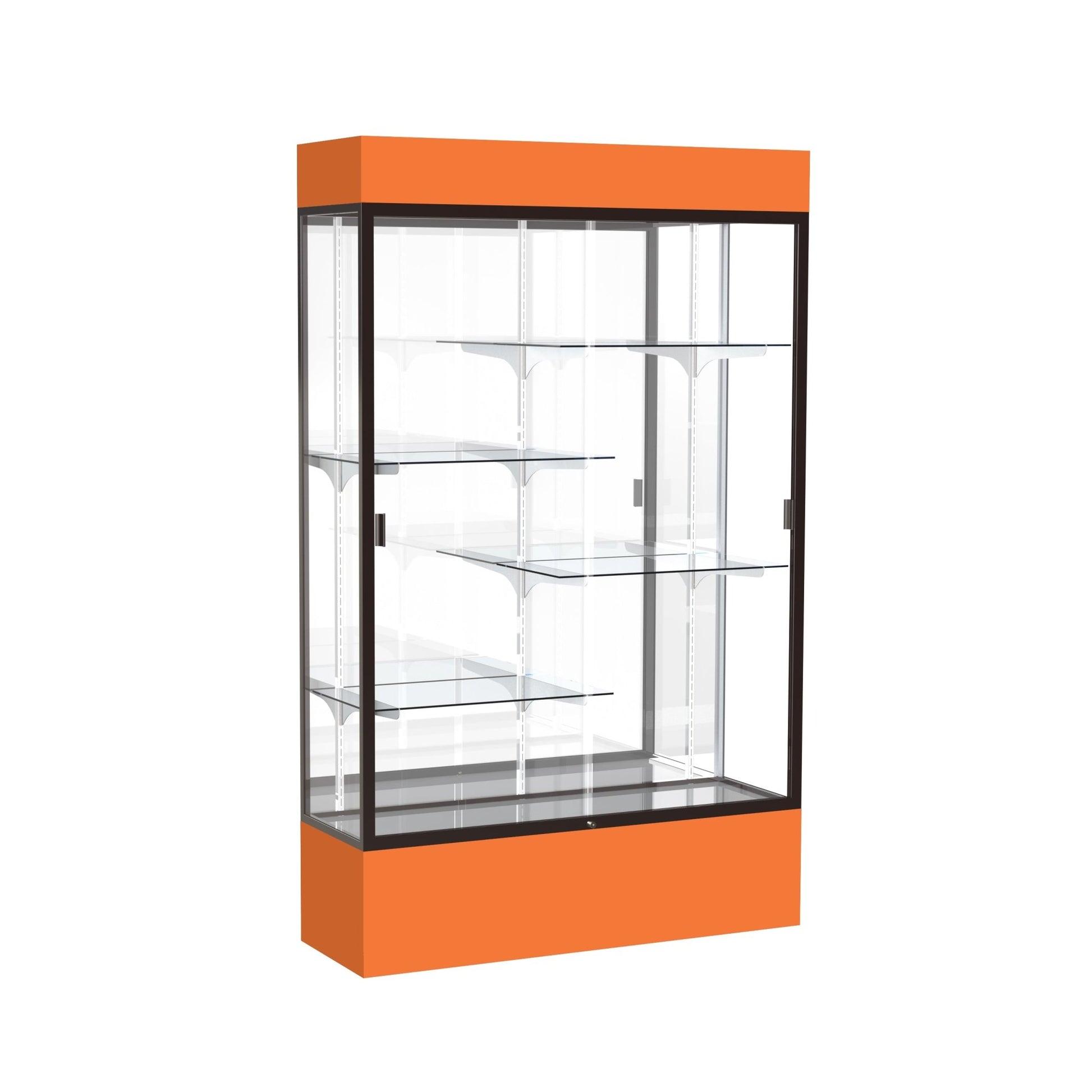 Ghent Spirit Floor Display Case Lighted, Aluminum Frame, 80"H x 48"W x 16"D - Waddell Display Collection (GHE - 3174XX - XX - XX) - SchoolOutlet