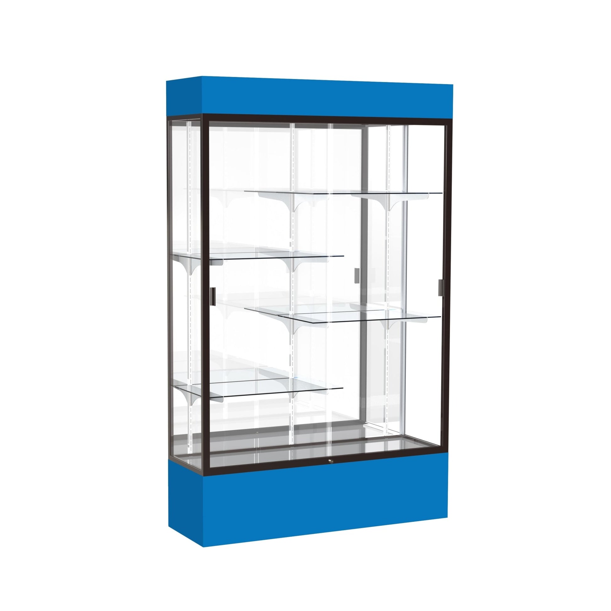 Ghent Spirit Floor Display Case Lighted, Aluminum Frame, 80"H x 48"W x 16"D - Waddell Display Collection (GHE - 3174XX - XX - XX) - SchoolOutlet