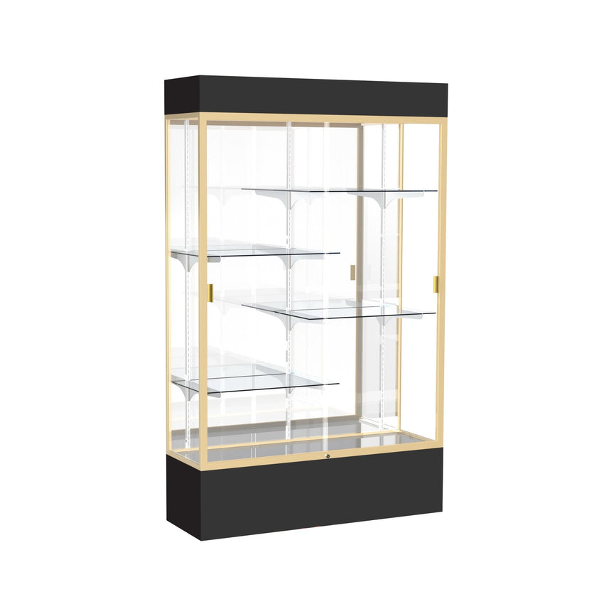 Ghent Spirit Floor Display Case Lighted, Aluminum Frame, 80"H x 48"W x 16"D - Waddell Display Collection (GHE - 3174XX - XX - XX) - SchoolOutlet