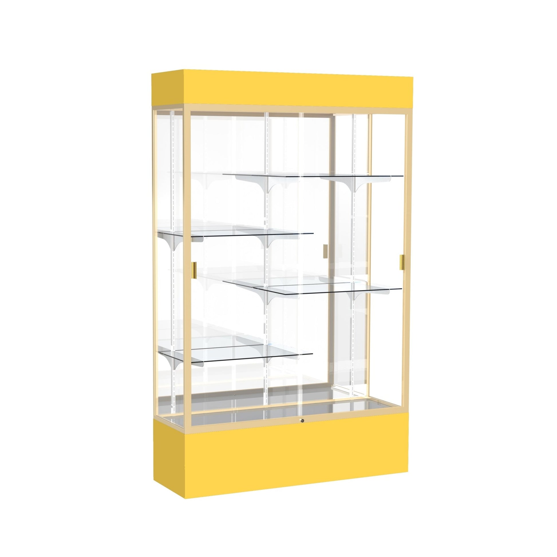 Ghent Spirit Floor Display Case Lighted, Aluminum Frame, 80"H x 48"W x 16"D - Waddell Display Collection (GHE - 3174XX - XX - XX) - SchoolOutlet