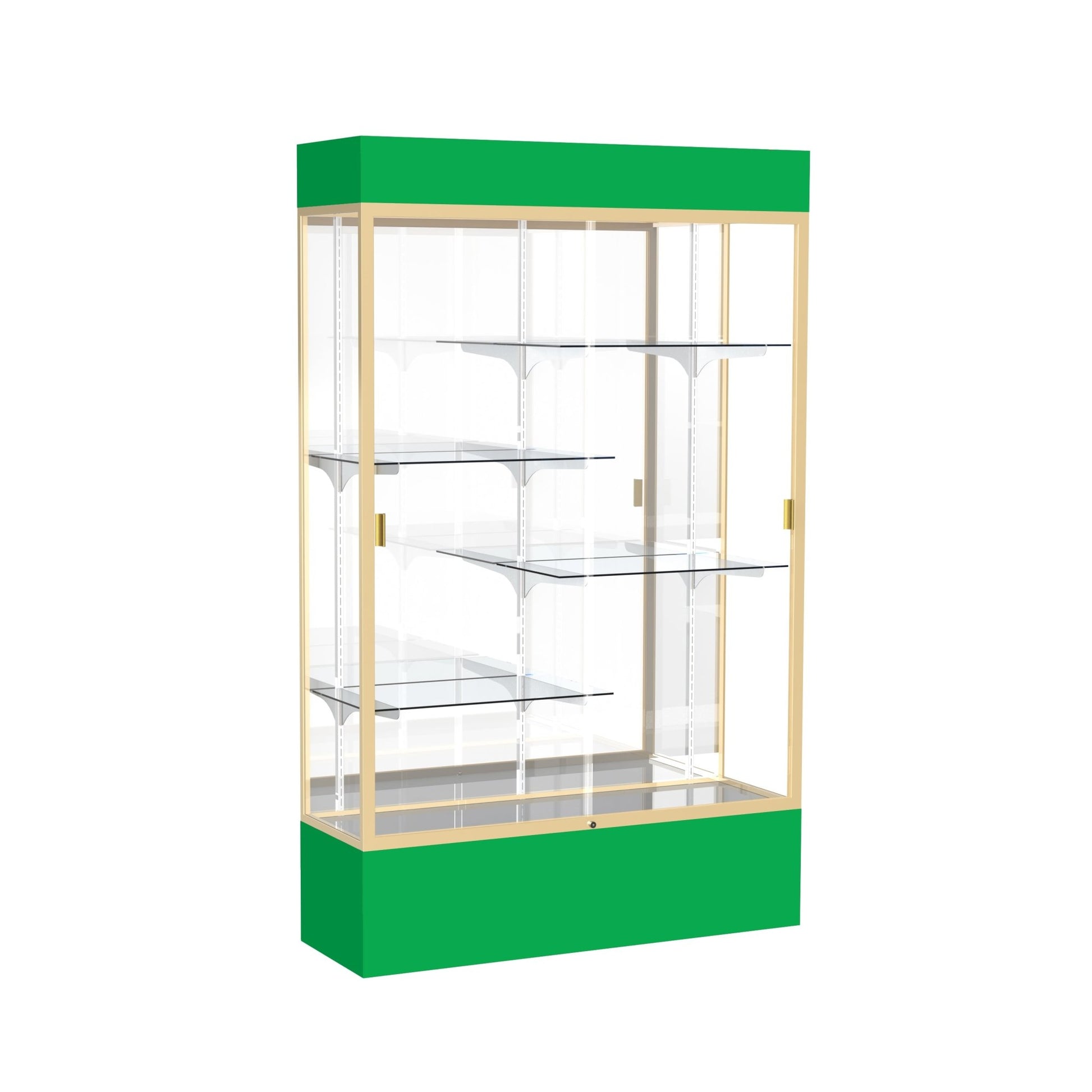 Ghent Spirit Floor Display Case Lighted, Aluminum Frame, 80"H x 48"W x 16"D - Waddell Display Collection (GHE - 3174XX - XX - XX) - SchoolOutlet