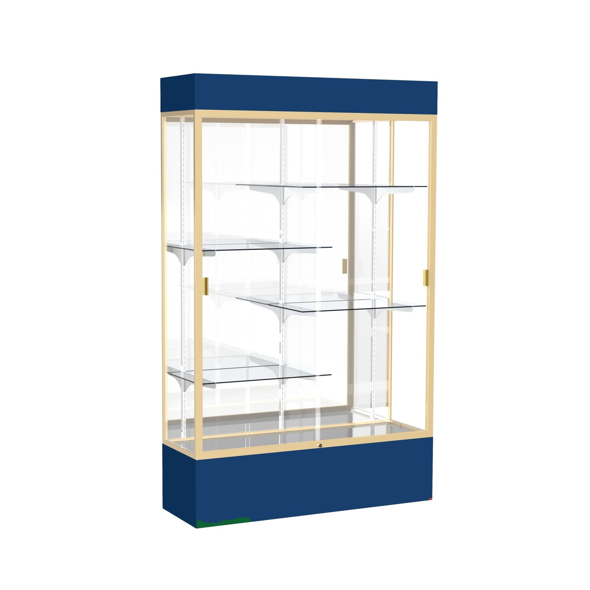 Ghent Spirit Floor Display Case Lighted, Aluminum Frame, 80"H x 48"W x 16"D - Waddell Display Collection (GHE - 3174XX - XX - XX) - SchoolOutlet