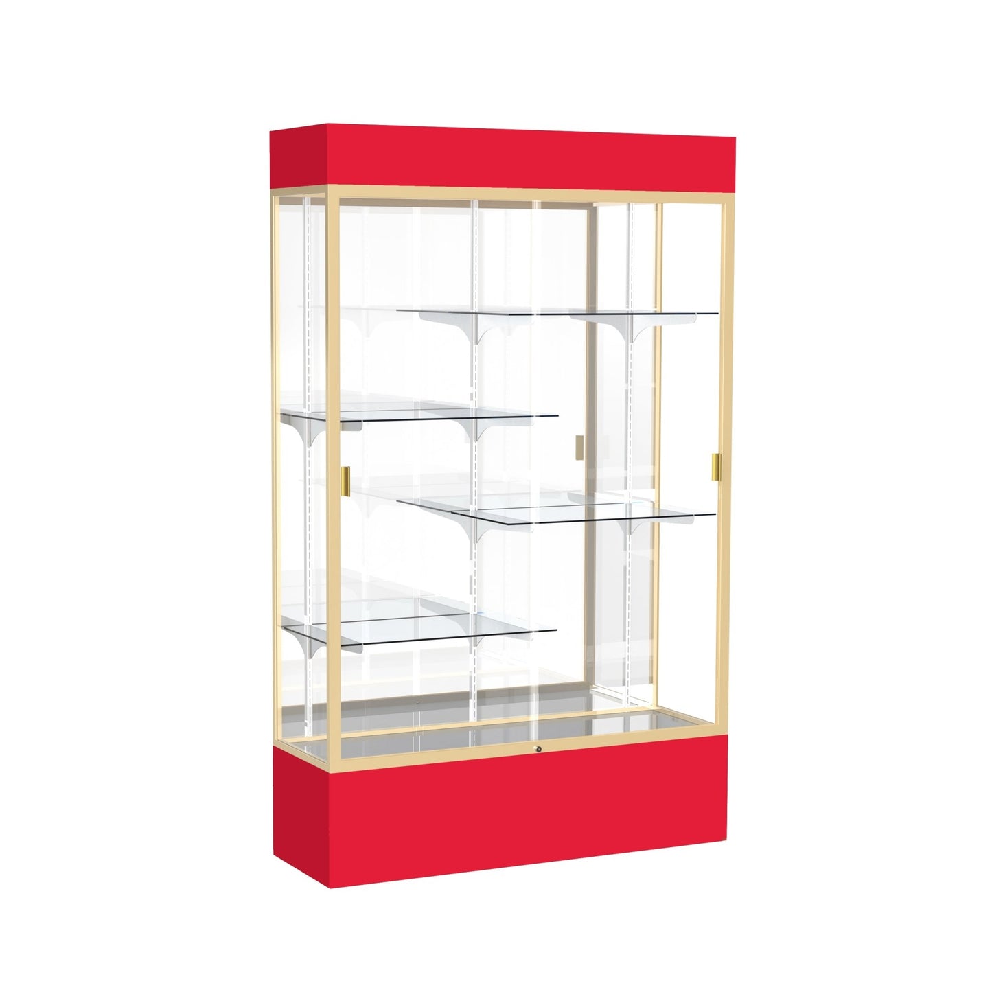 Ghent Spirit Floor Display Case Lighted, Aluminum Frame, 80"H x 48"W x 16"D - Waddell Display Collection (GHE - 3174XX - XX - XX) - SchoolOutlet