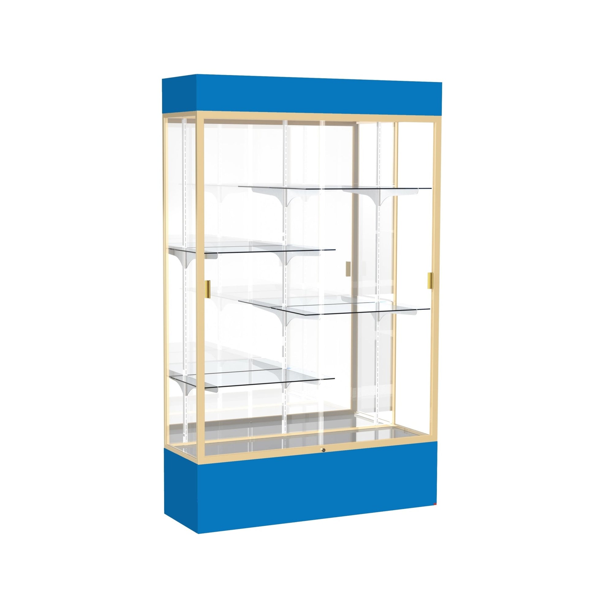 Ghent Spirit Floor Display Case Lighted, Aluminum Frame, 80"H x 48"W x 16"D - Waddell Display Collection (GHE - 3174XX - XX - XX) - SchoolOutlet
