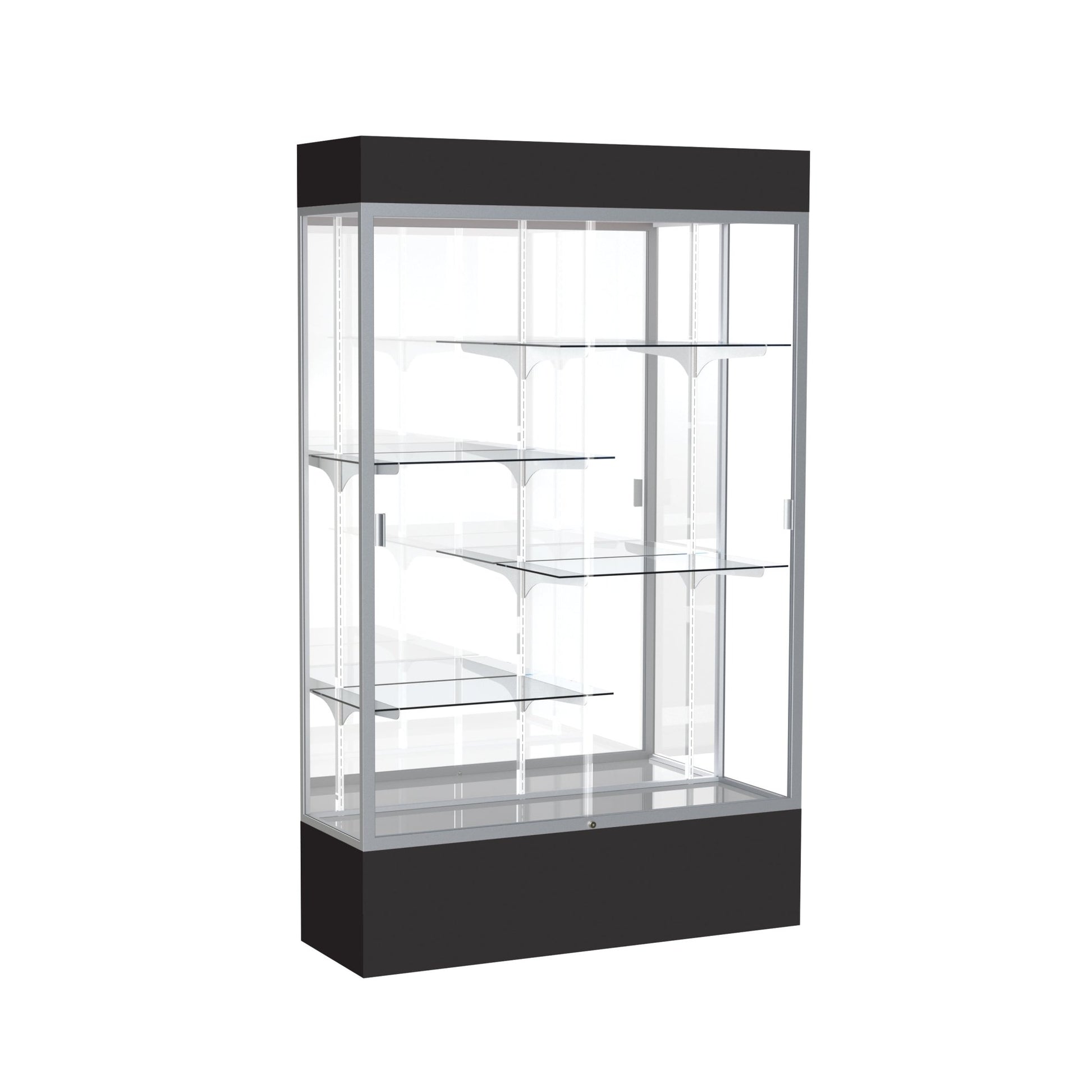 Ghent Spirit Floor Display Case Lighted, Aluminum Frame, 80"H x 48"W x 16"D - Waddell Display Collection (GHE - 3174XX - XX - XX) - SchoolOutlet