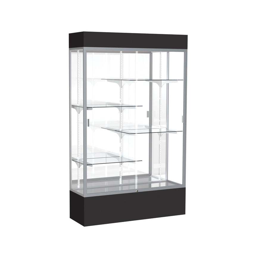Ghent Spirit Floor Display Case Lighted, Aluminum Frame, 80"H x 48"W x 16"D - Waddell Display Collection (GHE - 3174XX - XX - XX) - SchoolOutlet