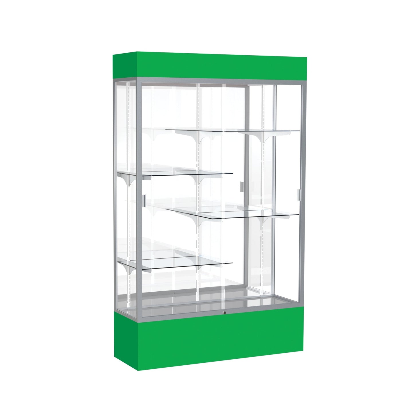 Ghent Spirit Floor Display Case Lighted, Aluminum Frame, 80"H x 48"W x 16"D - Waddell Display Collection (GHE - 3174XX - XX - XX) - SchoolOutlet
