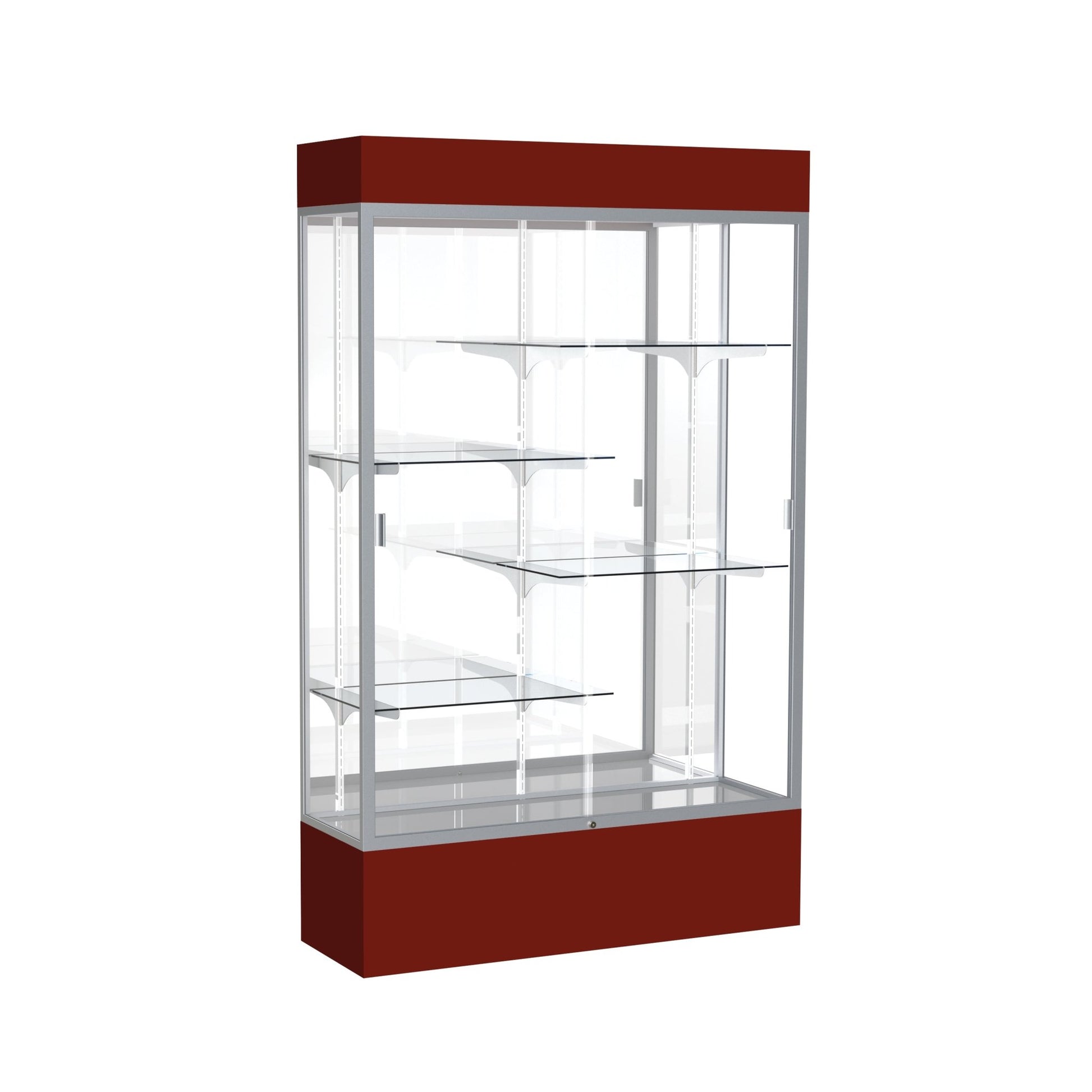 Ghent Spirit Floor Display Case Lighted, Aluminum Frame, 80"H x 48"W x 16"D - Waddell Display Collection (GHE - 3174XX - XX - XX) - SchoolOutlet