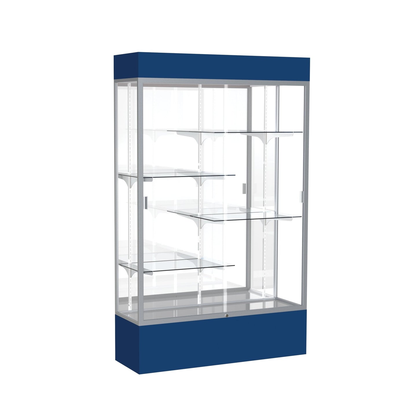 Ghent Spirit Floor Display Case Lighted, Aluminum Frame, 80"H x 48"W x 16"D - Waddell Display Collection (GHE - 3174XX - XX - XX) - SchoolOutlet