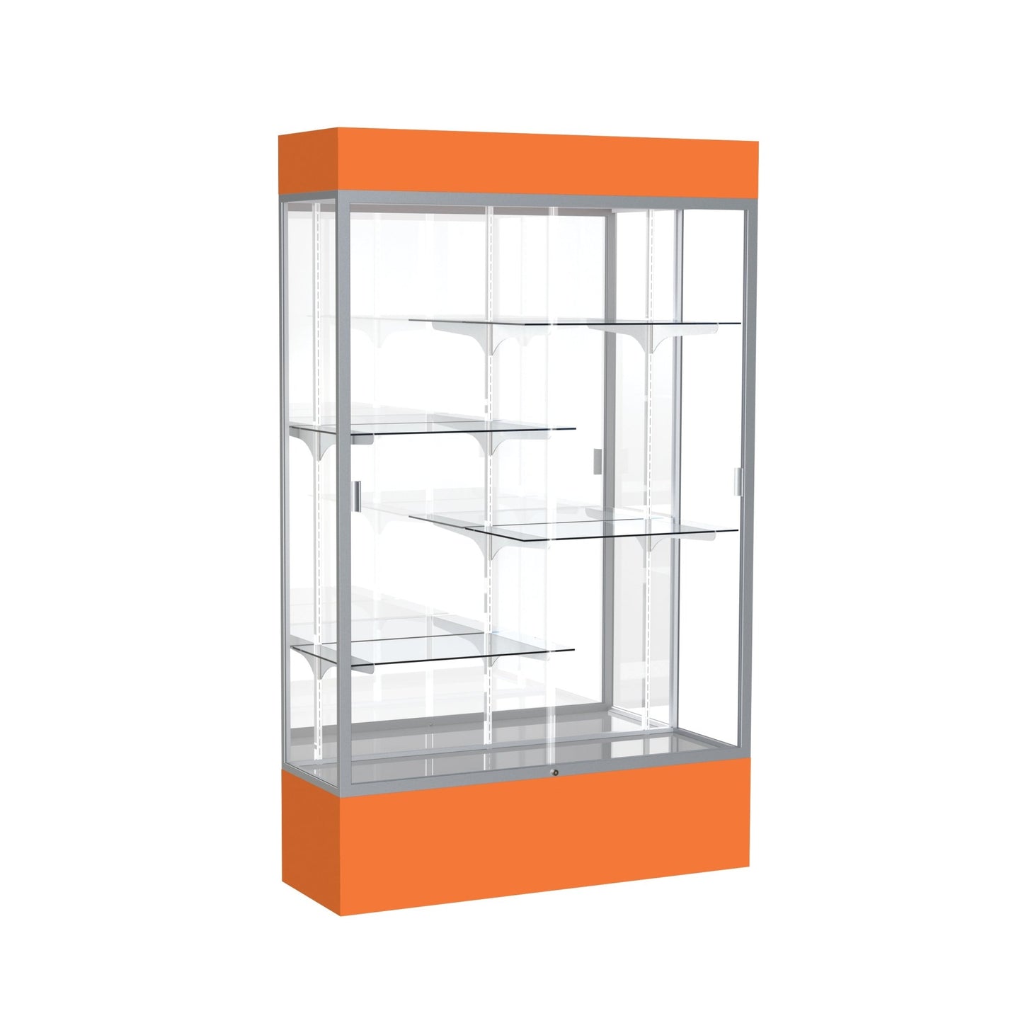 Ghent Spirit Floor Display Case Lighted, Aluminum Frame, 80"H x 48"W x 16"D - Waddell Display Collection (GHE - 3174XX - XX - XX) - SchoolOutlet