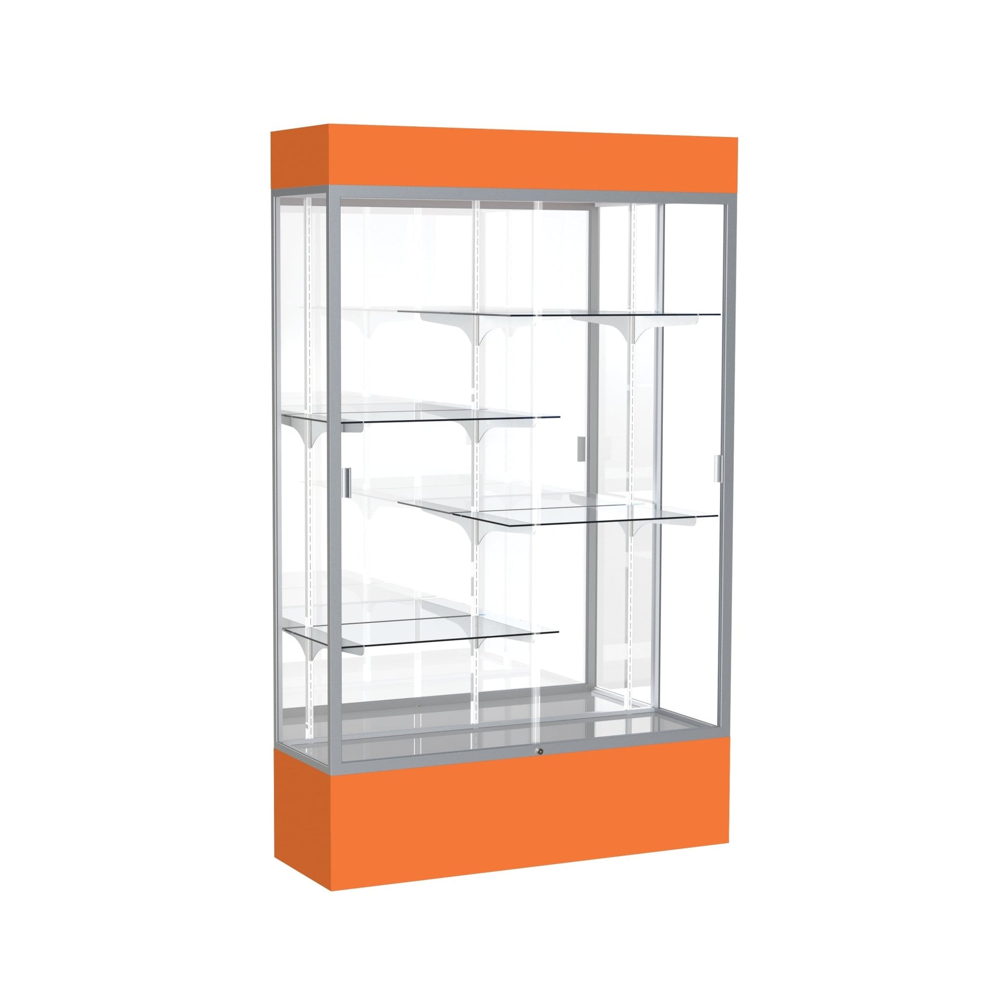 Ghent Spirit Floor Display Case Lighted, Aluminum Frame, 80"H x 48"W x 16"D - Waddell Display Collection (GHE - 3174XX - XX - XX) - SchoolOutlet
