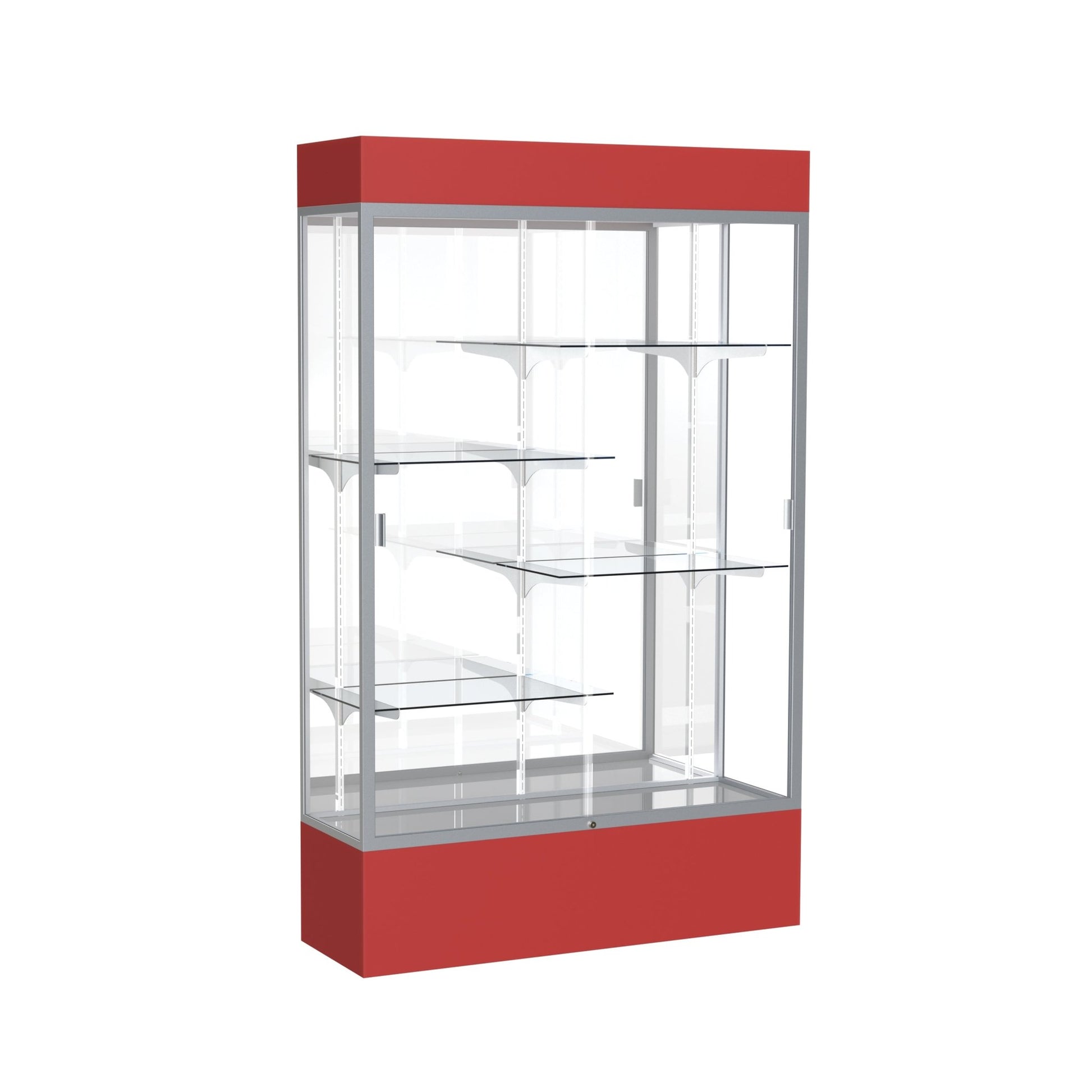 Ghent Spirit Floor Display Case Lighted, Aluminum Frame, 80"H x 48"W x 16"D - Waddell Display Collection (GHE - 3174XX - XX - XX) - SchoolOutlet