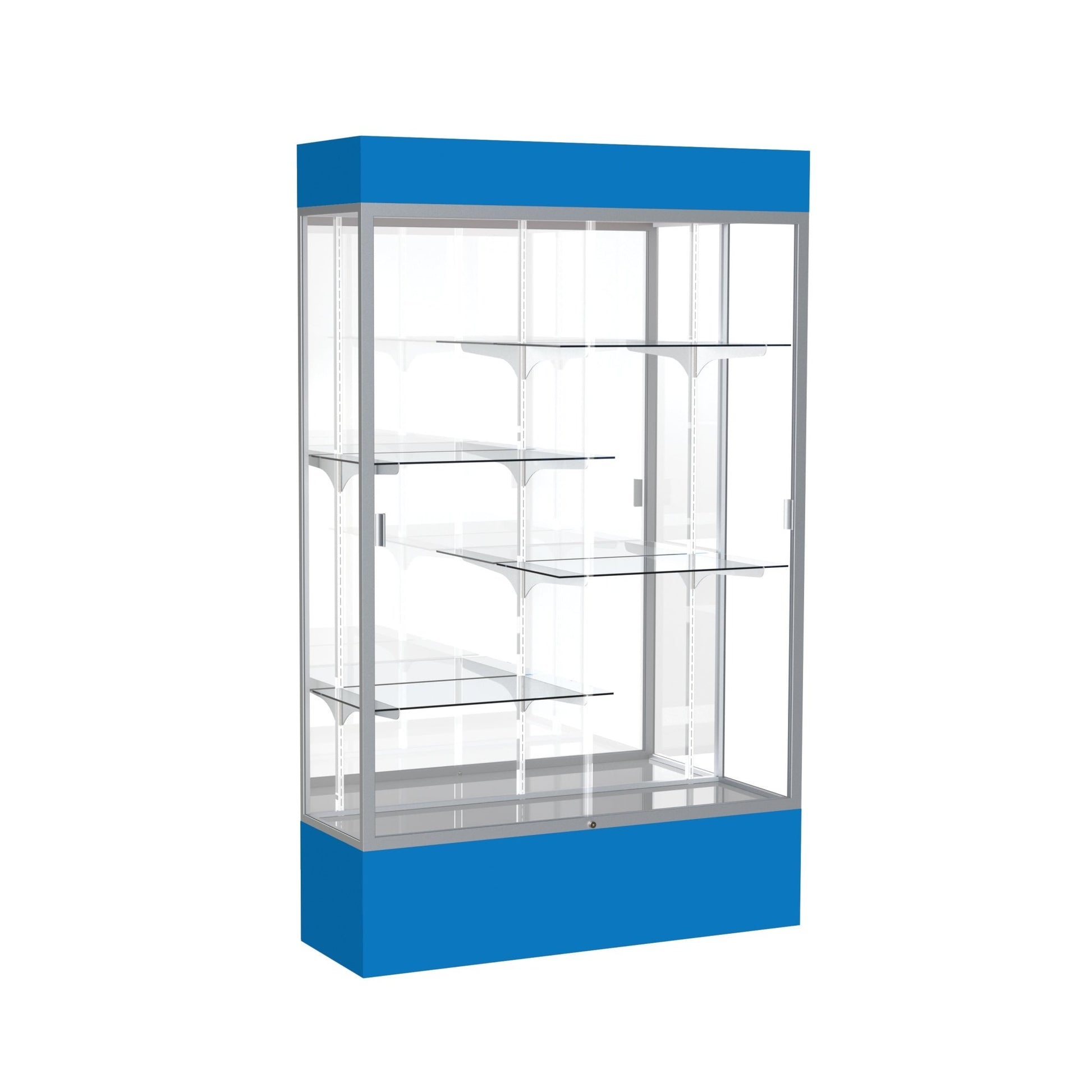 Ghent Spirit Floor Display Case Lighted, Aluminum Frame, 80"H x 48"W x 16"D - Waddell Display Collection (GHE - 3174XX - XX - XX) - SchoolOutlet