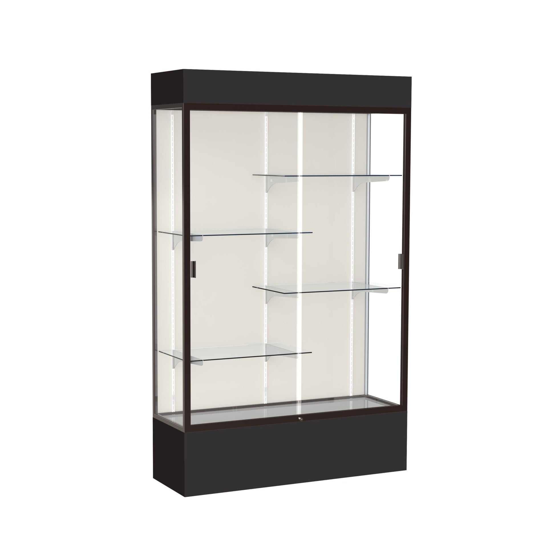 Ghent Spirit Floor Display Case Lighted, Aluminum Frame, 80"H x 48"W x 16"D - Waddell Display Collection (GHE - 3174XX - XX - XX) - SchoolOutlet
