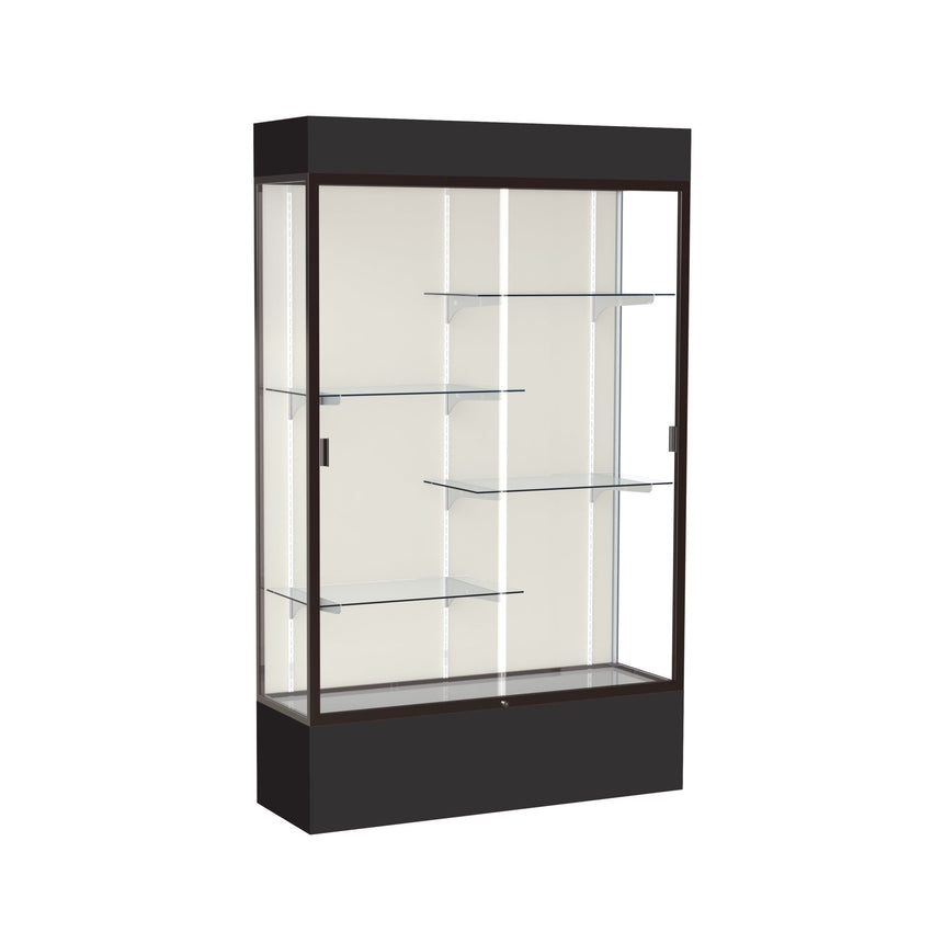 Ghent Spirit Floor Display Case Lighted, Aluminum Frame, 80"H x 48"W x 16"D - Waddell Display Collection (GHE - 3174XX - XX - XX) - SchoolOutlet