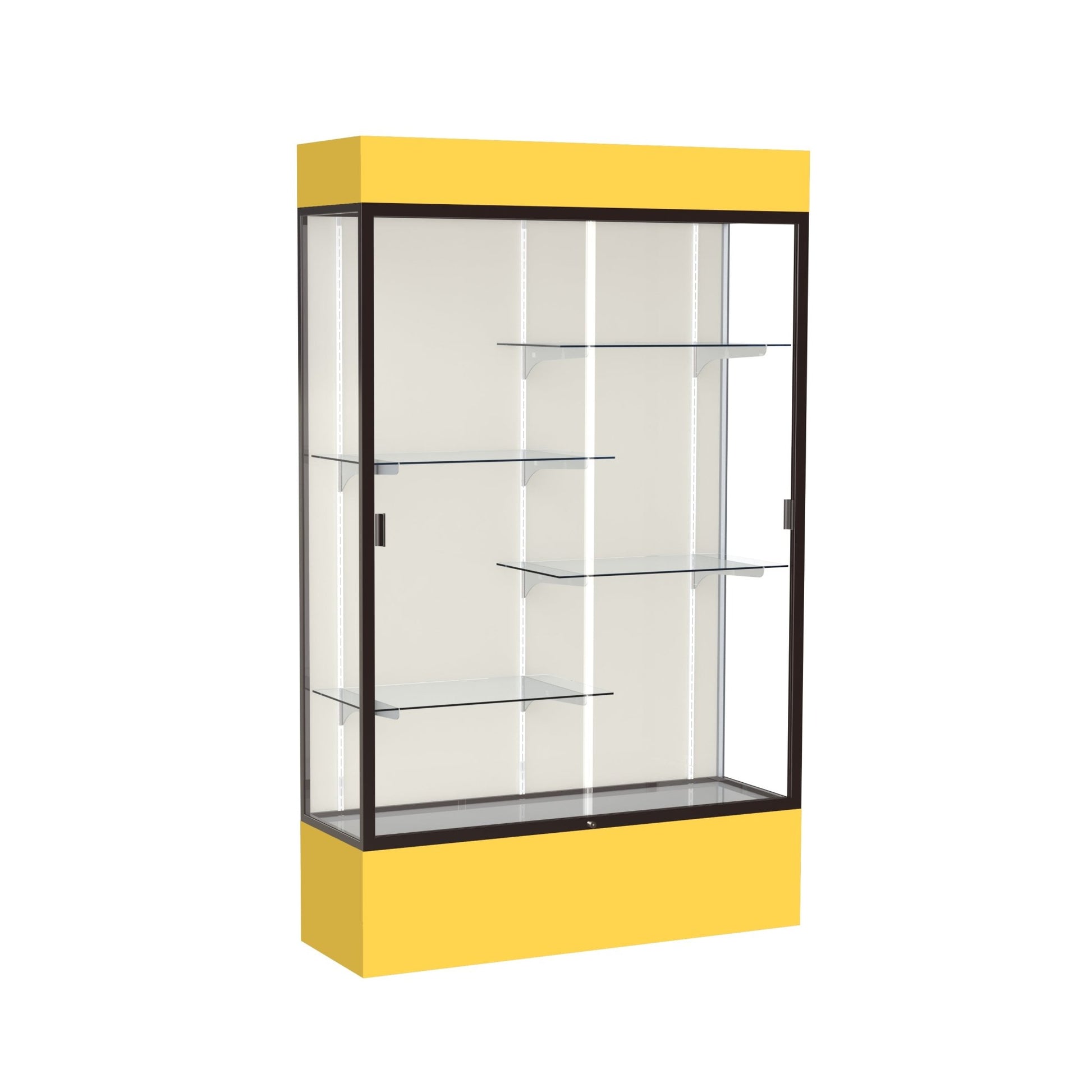 Ghent Spirit Floor Display Case Lighted, Aluminum Frame, 80"H x 48"W x 16"D - Waddell Display Collection (GHE - 3174XX - XX - XX) - SchoolOutlet